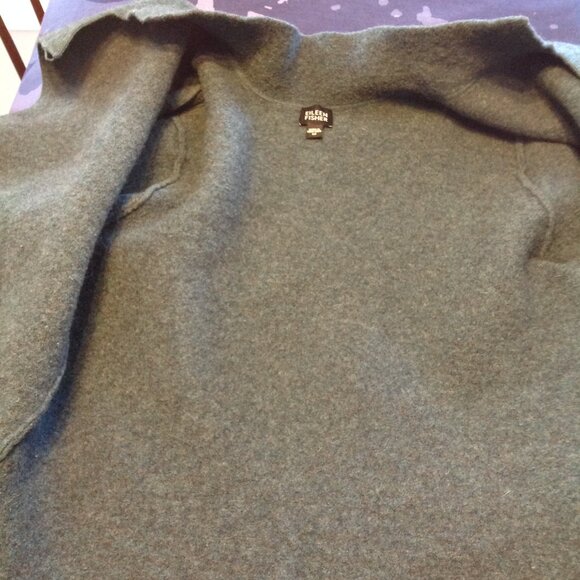 Eileen Fisher Boiled Wool Hi Neck Asymmetrical Cropped Blazer Jacket M - Picture 7 of 9